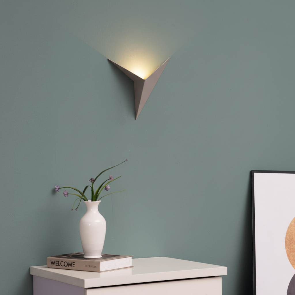 Wall Lamp Iron Integrated LED Triangular Black White Gold Bedroom Hallway Living Room Minimalist Scandinavian Accent Lighting | Thomler