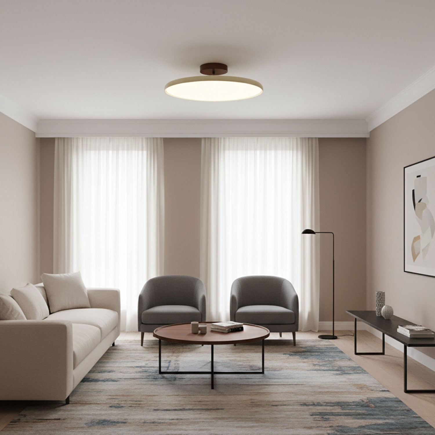 Drift Adjustable LED Ceiling Lamp 11.8 in Soft Ambient Indoor Lighting Beige Green | Thomler
