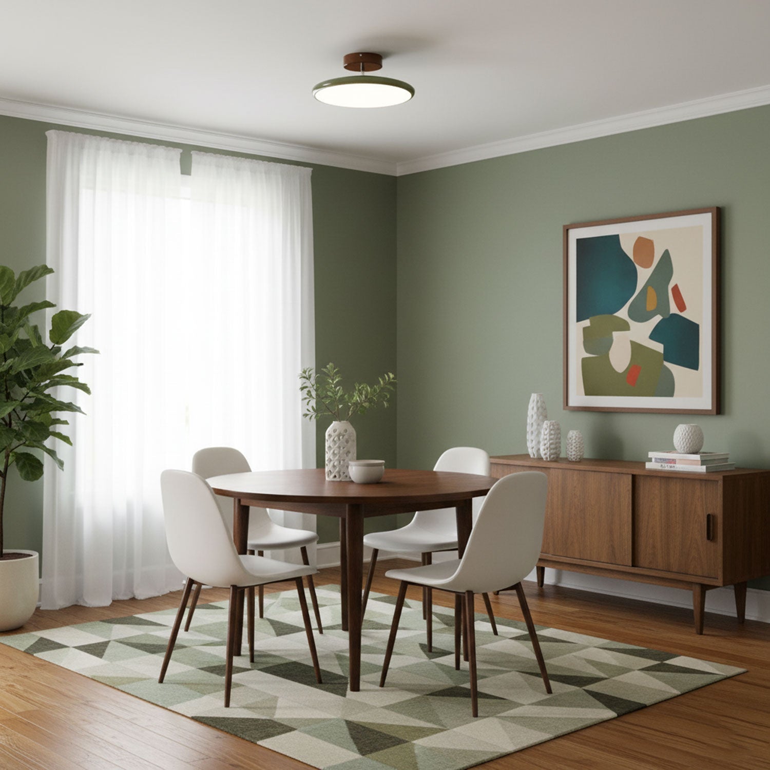 Drift Adjustable LED Ceiling Lamp 11.8 in Soft Ambient Indoor Lighting Beige Green | Thomler
