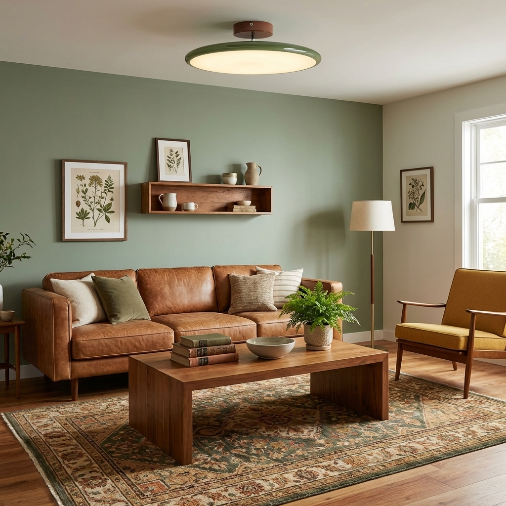 Drift Adjustable LED Ceiling Lamp 11.8 in Soft Ambient Indoor Lighting Beige Green | Thomler