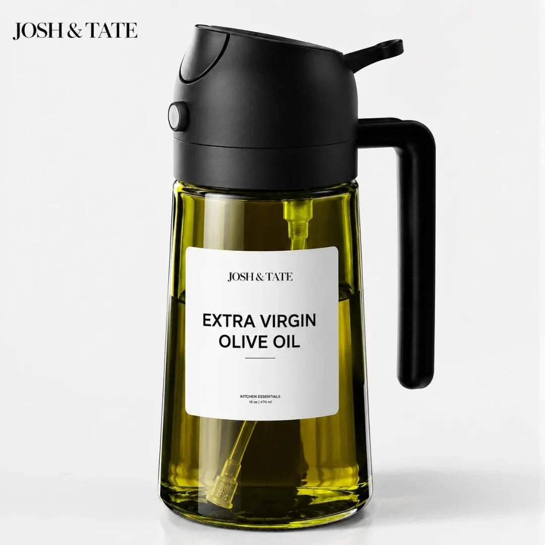 Dual-Mode Glass Oil & Vinegar Bottle with Self-Sealing Gravity Lid – Stream or Spray Kitchen Dispenser for Cooking, Grilling, Air Frying & | Thomler