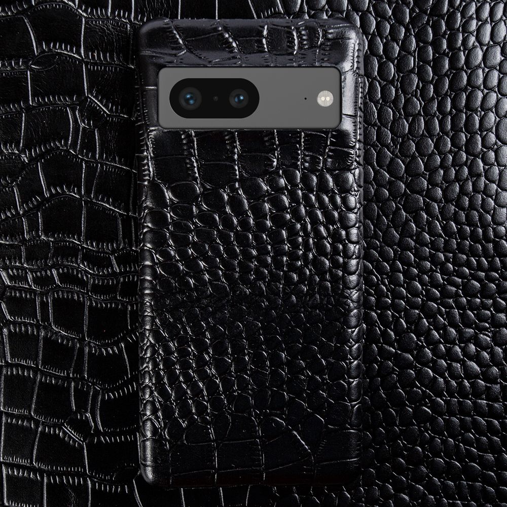 Genuine Leather Phone Case for Google Pixel – Textured Crocodile Grain Design with Raised Edges & Camera Protection | Thomler