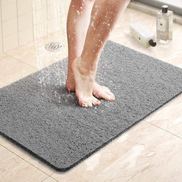 Non-Slip Bathroom Mat with Drainage Holes for Shower and Tub Safety Gray White Beige Fast-Drying Bath Floor Mat | Thomler