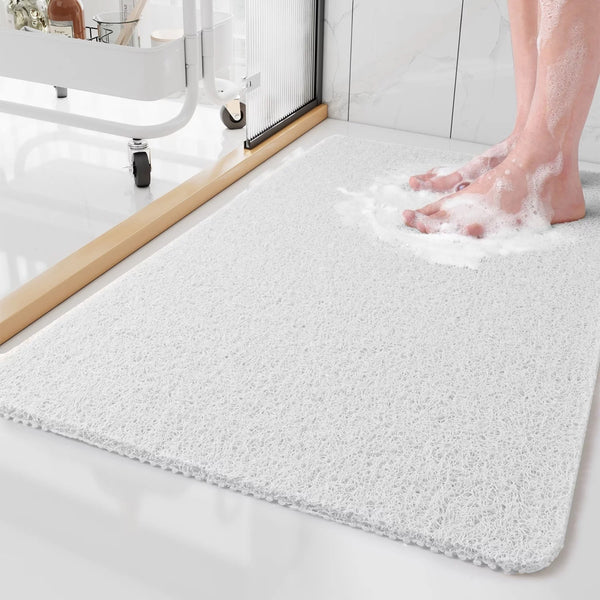 Non-Slip Bathroom Mat with Drainage Holes for Shower and Tub Safety Gray White Beige Fast-Drying Bath Floor Mat | Thomler