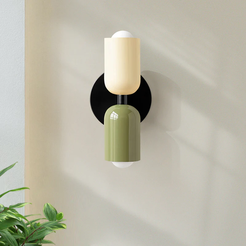 Two-Tone Glass Wall Sconce with Dual Light Uplight Downlight for Bedroom Living Room Hallway Modern Minimalist Home Accent Lighting | Thomler