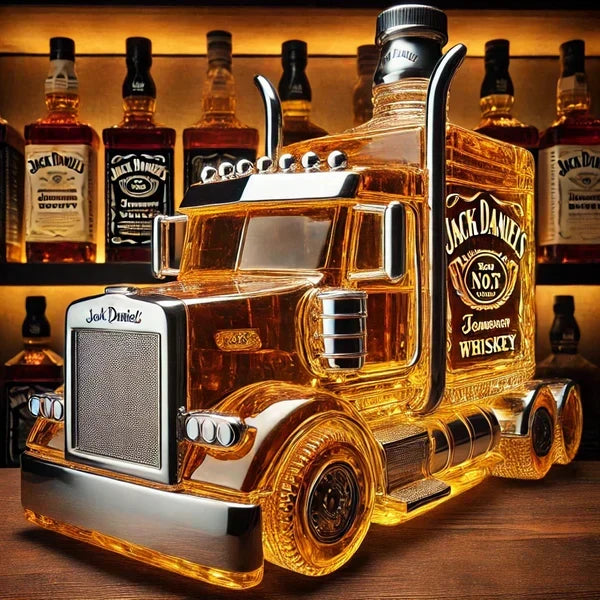 Semi Truck Glass Decanter 13 oz – Collectible Liquor Bottle for Bourbon, Scotch & Whiskey Display | Bar Accessories for Man Cave, Home Bar | Thomler
