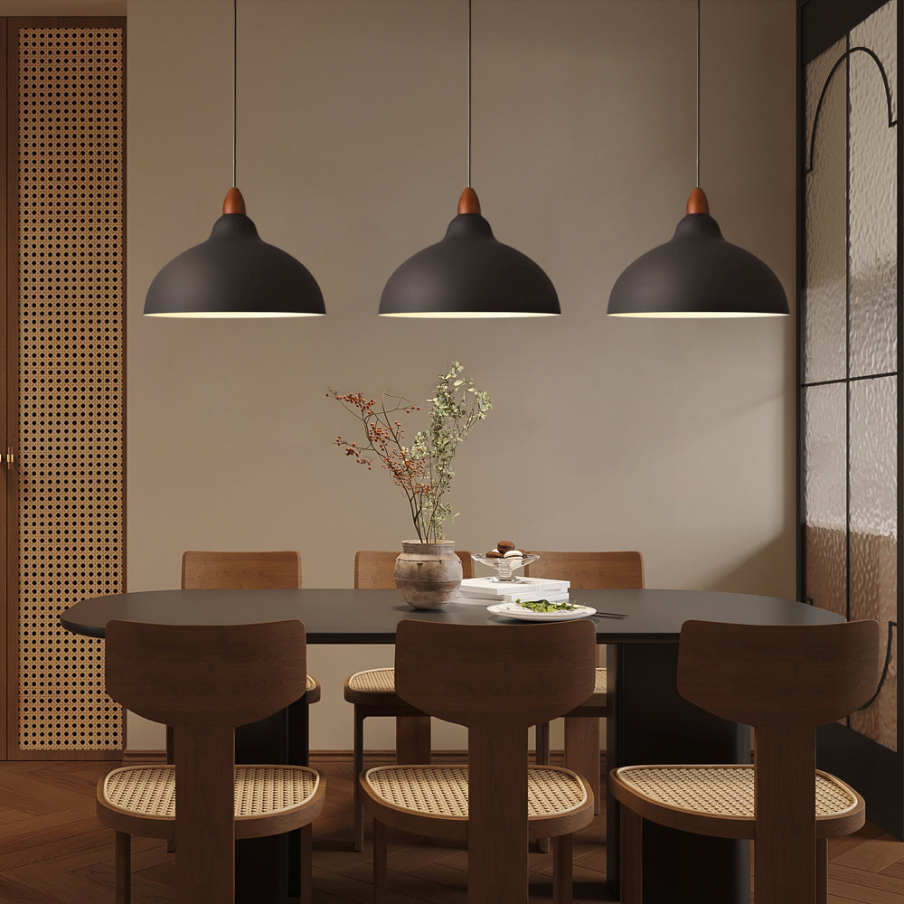 Pendant Light Wood Metal 35.0 cm Beige Adjustable Dining Room Kitchen Island Hanging Lamp | Thomler