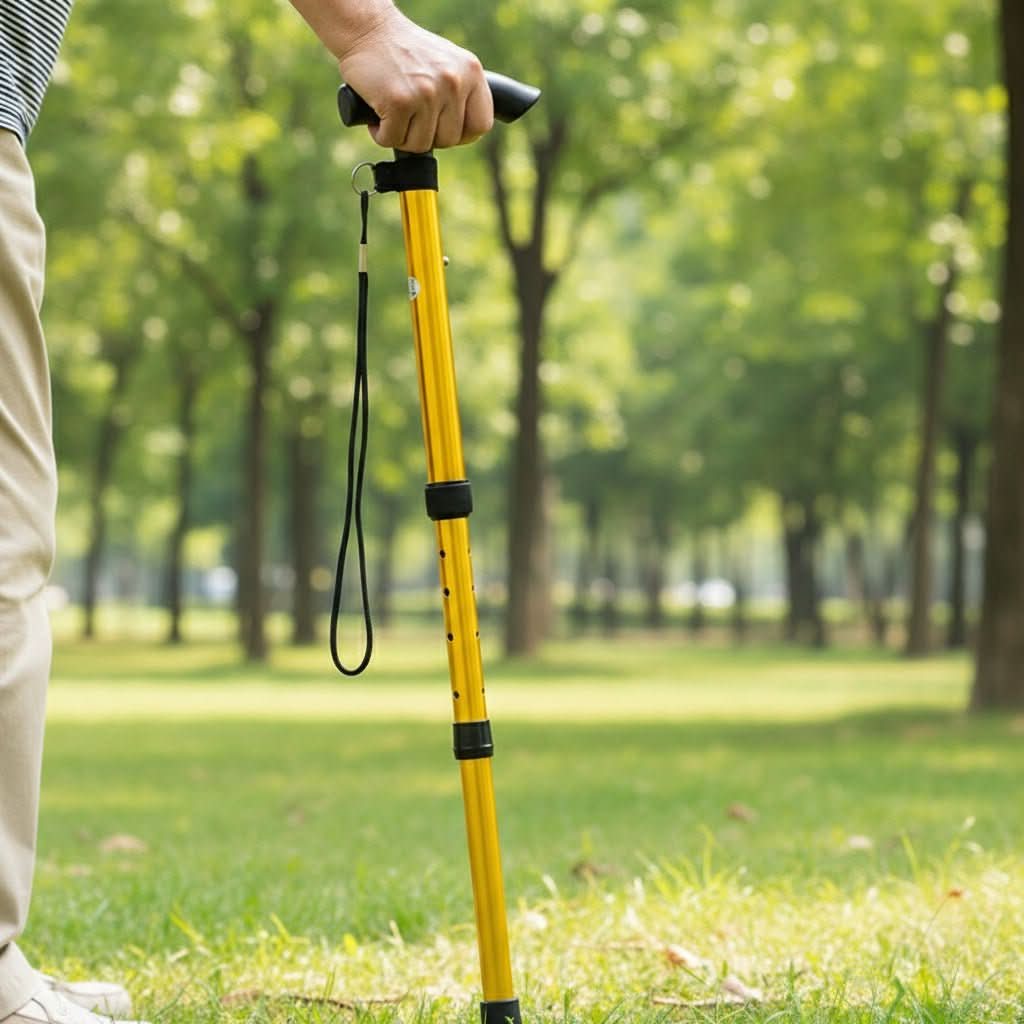 Folding Walking Cane for Seniors – Adjustable Aluminum Support Stick with Ergonomic Handle & Wrist Strap – Lightweight Travel Cane for | Thomler