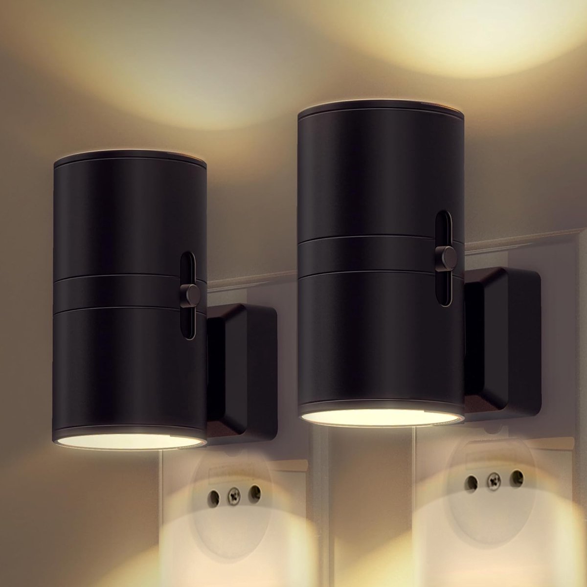 Plug-In Night Light with Dimmable LED & Auto Sensor | Bauhaus-Inspired Wall Accent | Adjustable Brightness for Bedroom, Hallway, Bathroom | Thomler