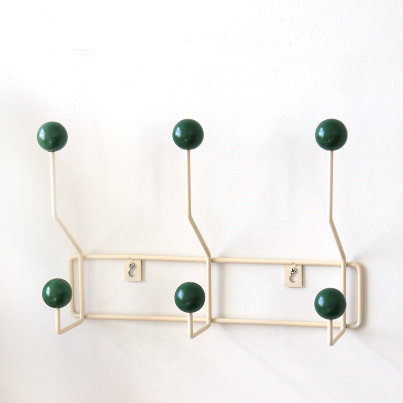 Wall Coat Rack Metal 37.0 cm Cream White Hallway Bedroom Storage Hooks Retro Mid Century Entryway Organiser | Thomler