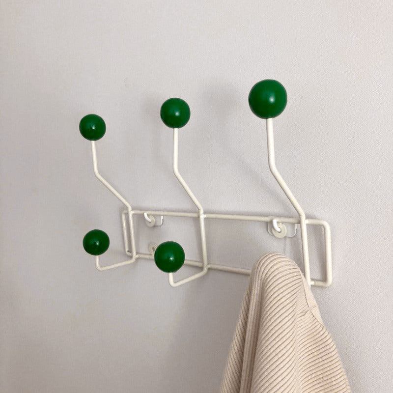 Wall Coat Rack Metal 37.0 cm Cream White Hallway Bedroom Storage Hooks Retro Mid Century Entryway Organiser | Thomler