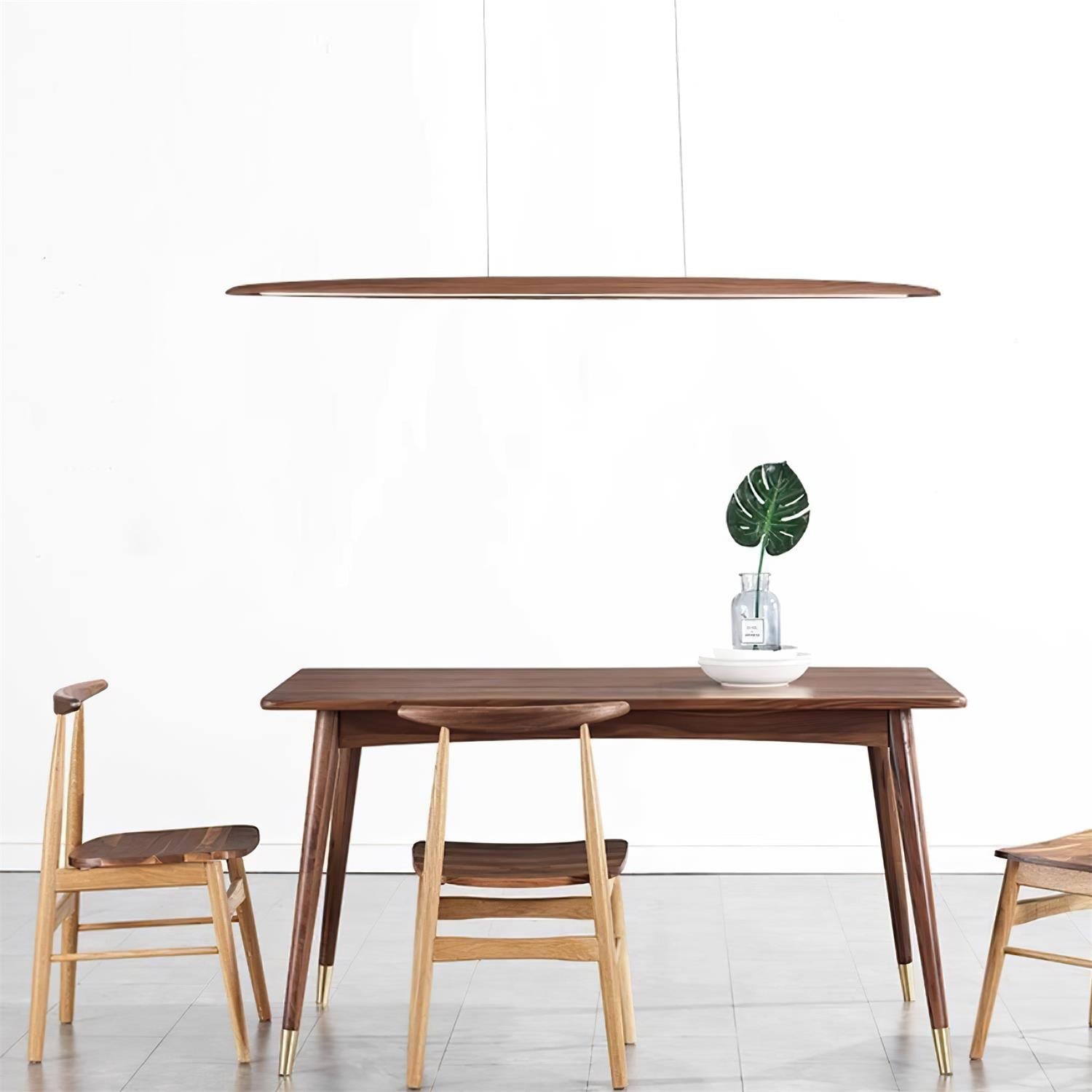 Pendant Light Wood Linear Integrated LED Warm White Dining Room Kitchen Island Hanging Ceiling Lamp Adjustable Suspension | Thomler