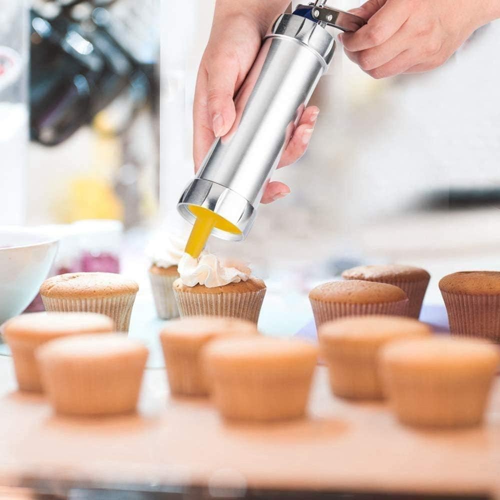 Cookie Press with 20 Shapes and 4 Nozzles Stainless Steel Dough Dispenser for Uniform Homemade Cookies Spritz Maker with Ergonomic Grip for | Thomler