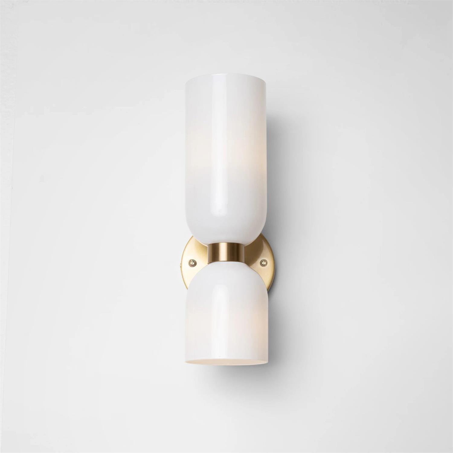 Modern Iron & Glass Double-Light Fixture for Hallway Bedroom Entryway Ambient Lighting Dimmable E14 Socket 14 in Height 6 in Depth | Thomler