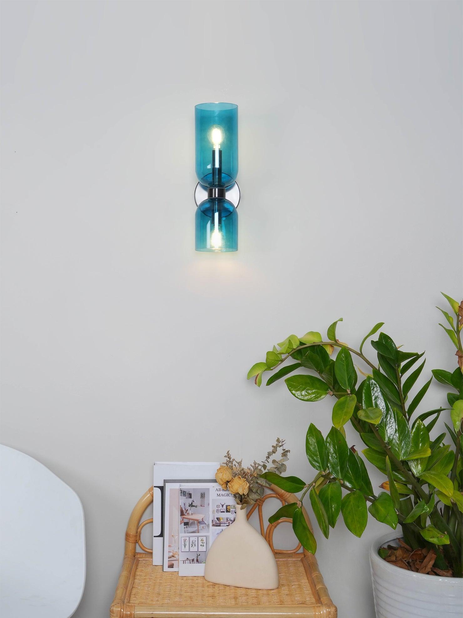 Modern Iron & Glass Double-Light Fixture for Hallway Bedroom Entryway Ambient Lighting Dimmable E14 Socket 14 in Height 6 in Depth | Thomler