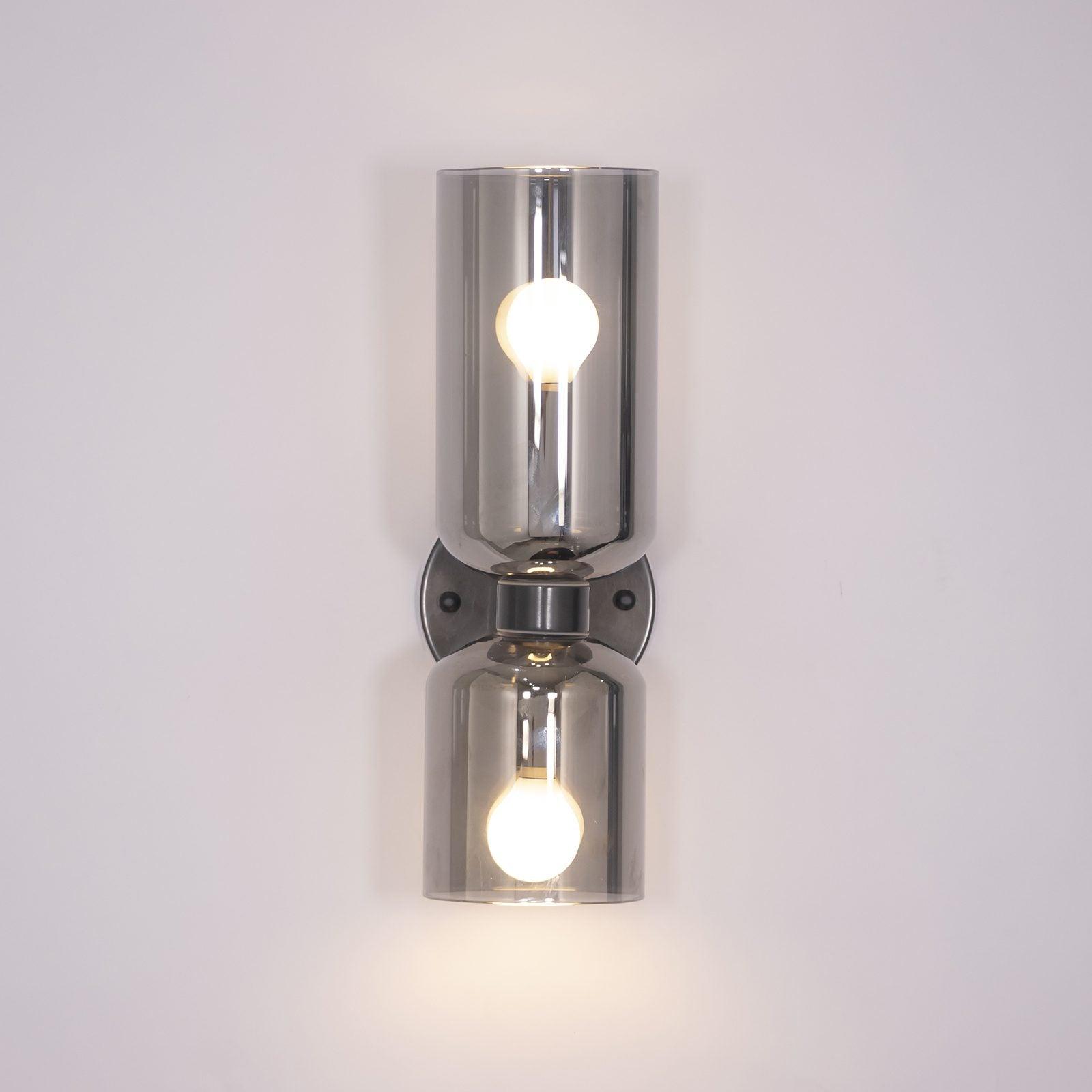 Modern Iron & Glass Double-Light Fixture for Hallway Bedroom Entryway Ambient Lighting Dimmable E14 Socket 14 in Height 6 in Depth | Thomler