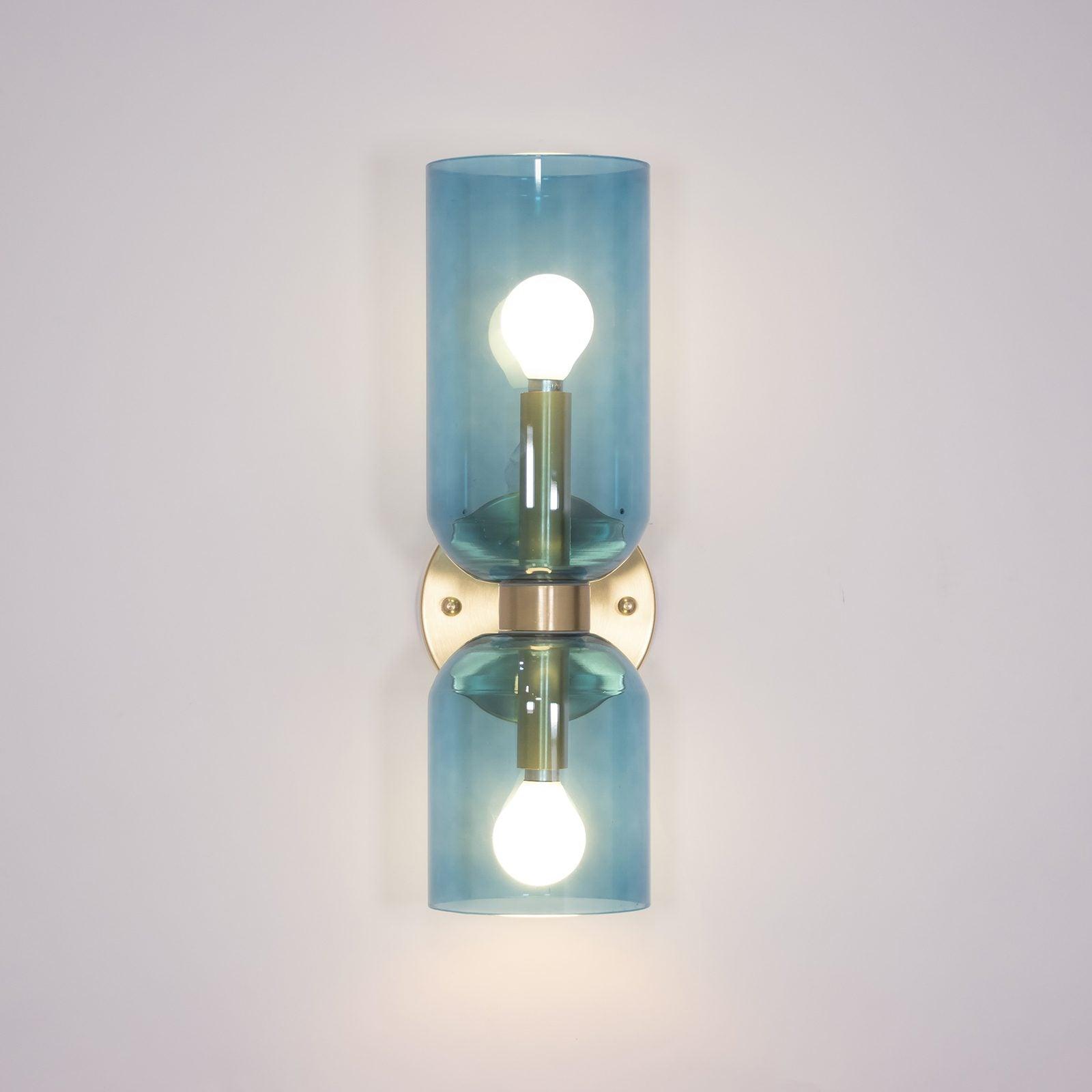 Modern Iron & Glass Double-Light Fixture for Hallway Bedroom Entryway Ambient Lighting Dimmable E14 Socket 14 in Height 6 in Depth | Thomler