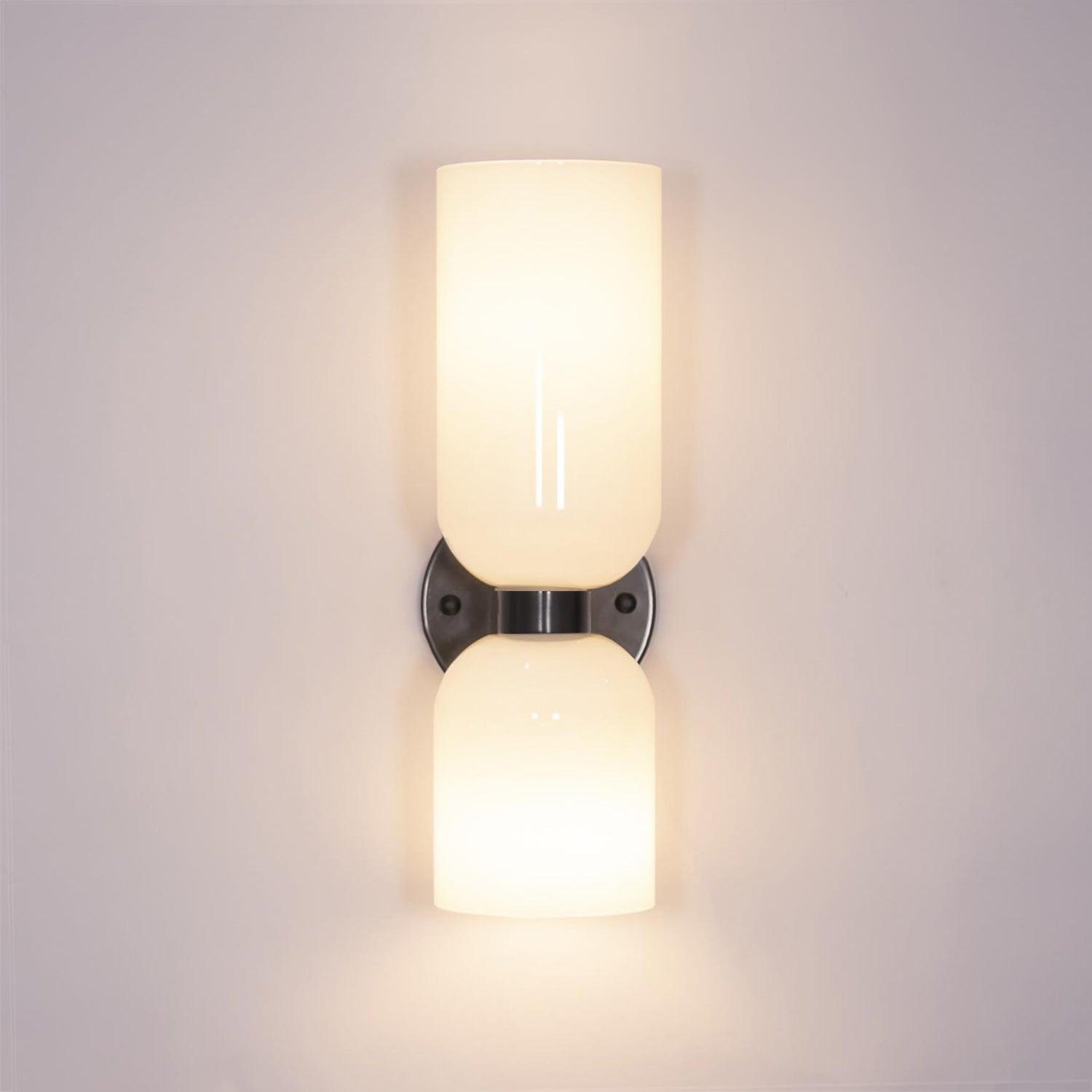 Modern Iron & Glass Double-Light Fixture for Hallway Bedroom Entryway Ambient Lighting Dimmable E14 Socket 14 in Height 6 in Depth | Thomler
