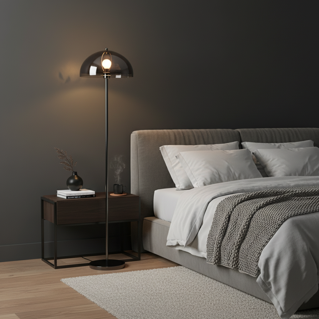 Floor Lamp Metal 61 in Double Layer Acrylic Shade Adjustable Living Room Bedroom Lighting | Thomler