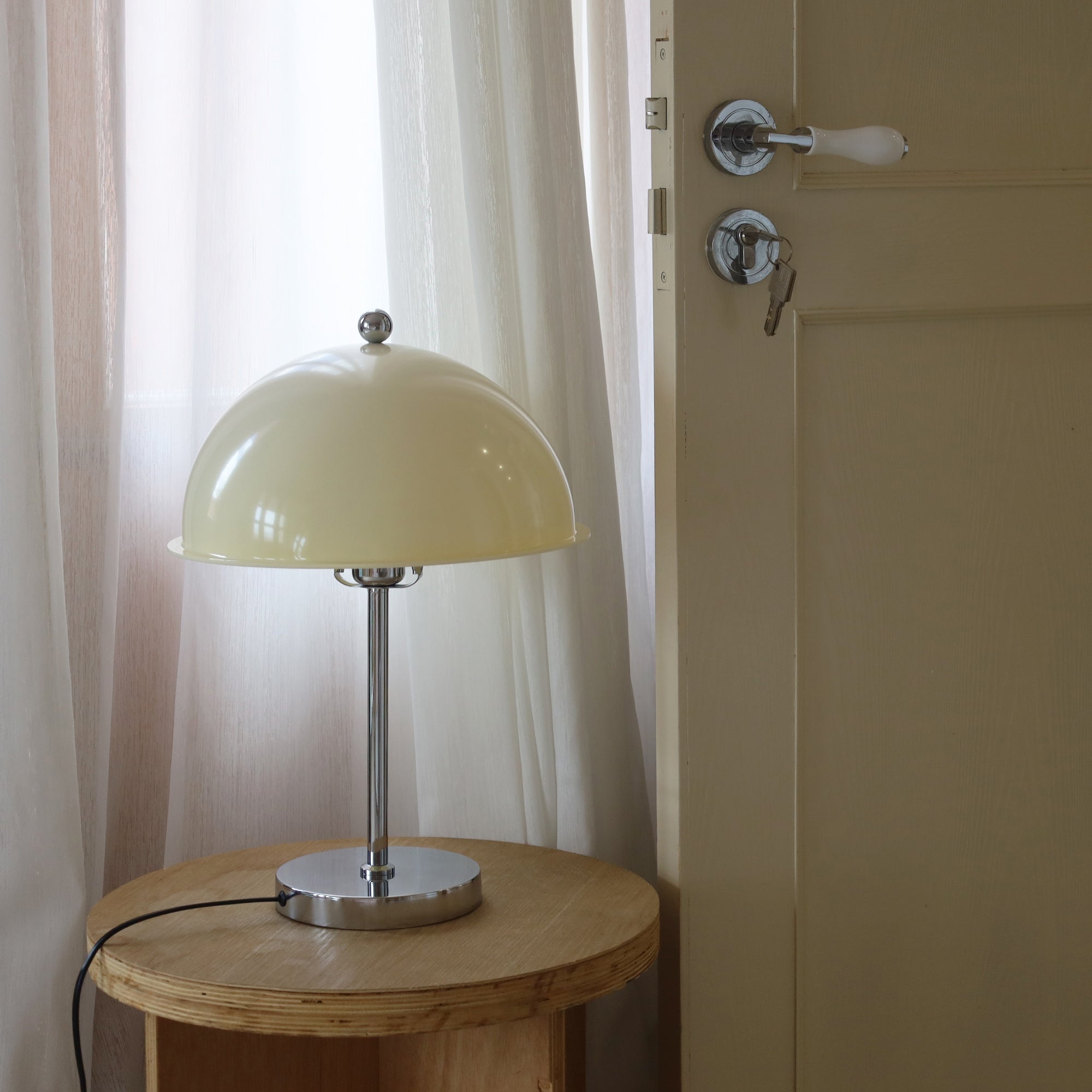 Table Lamp Metal 11.8 in Indoor Silver Modern Desk Nightstand Clear Cream Brown Green Shade | Thomler
