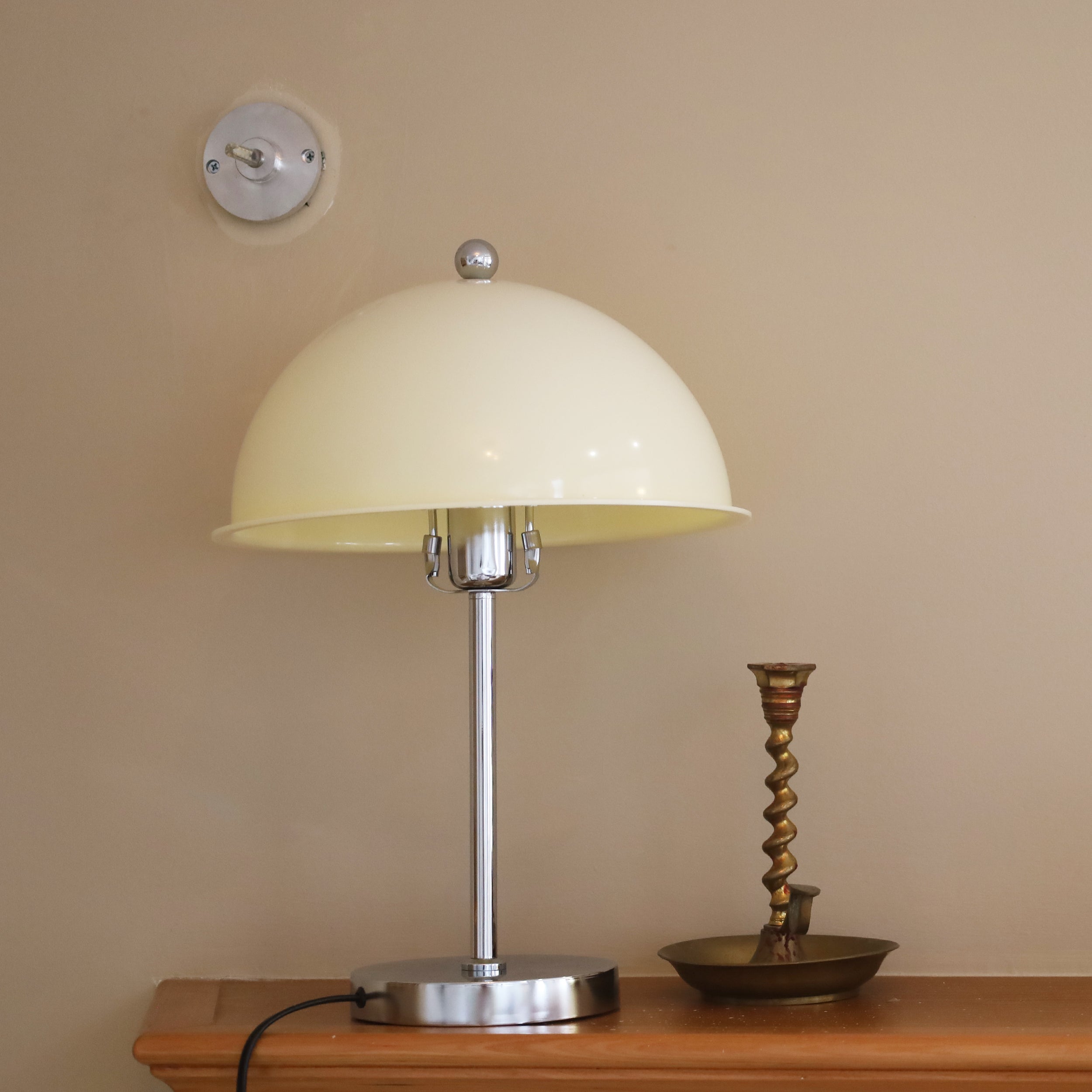 Table Lamp Metal 11.8 in Indoor Silver Modern Desk Nightstand Clear Cream Brown Green Shade | Thomler