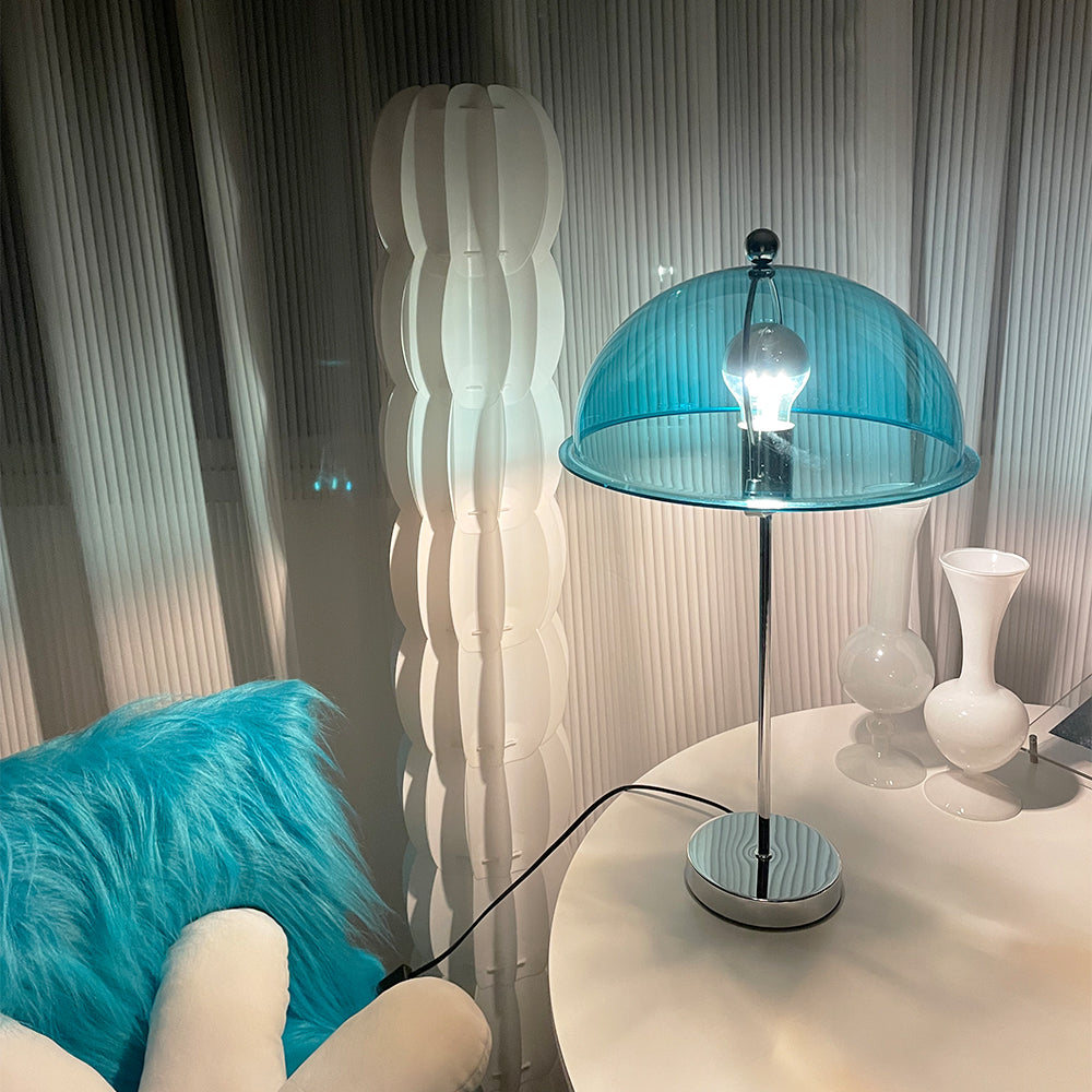 Table Lamp Metal 11.8 in Indoor Silver Modern Desk Nightstand Clear Cream Brown Green Shade | Thomler
