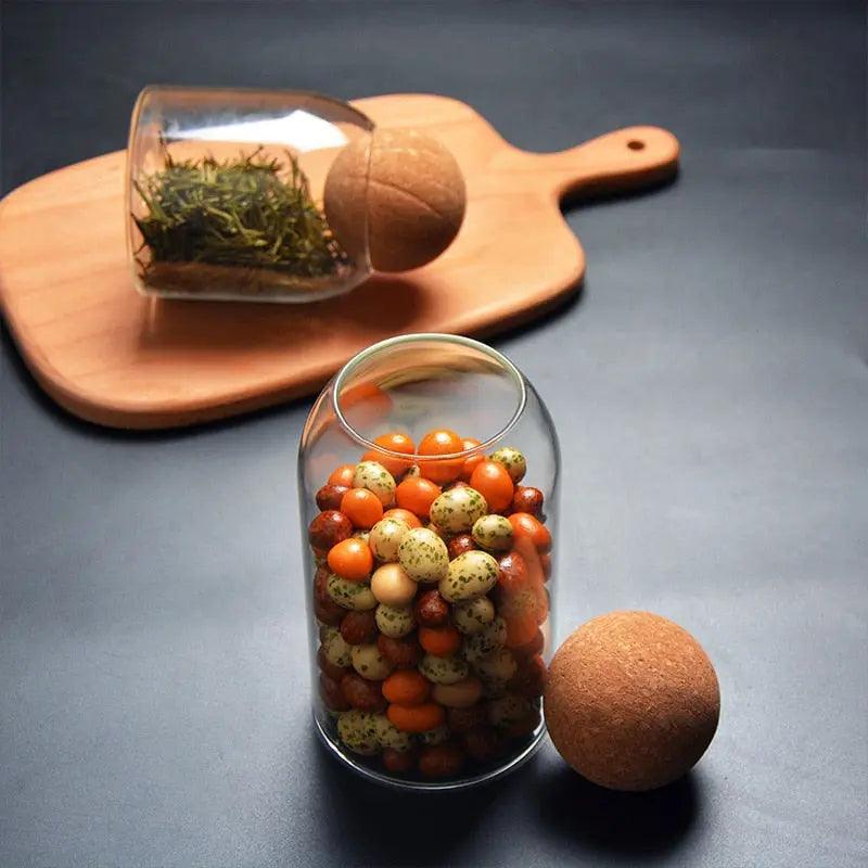 Glass Food Storage Jar Trio with Cork Lids for Kitchen Pantry Organization Dry Goods Flour Sugar Coffee Tea Spices | Thomler