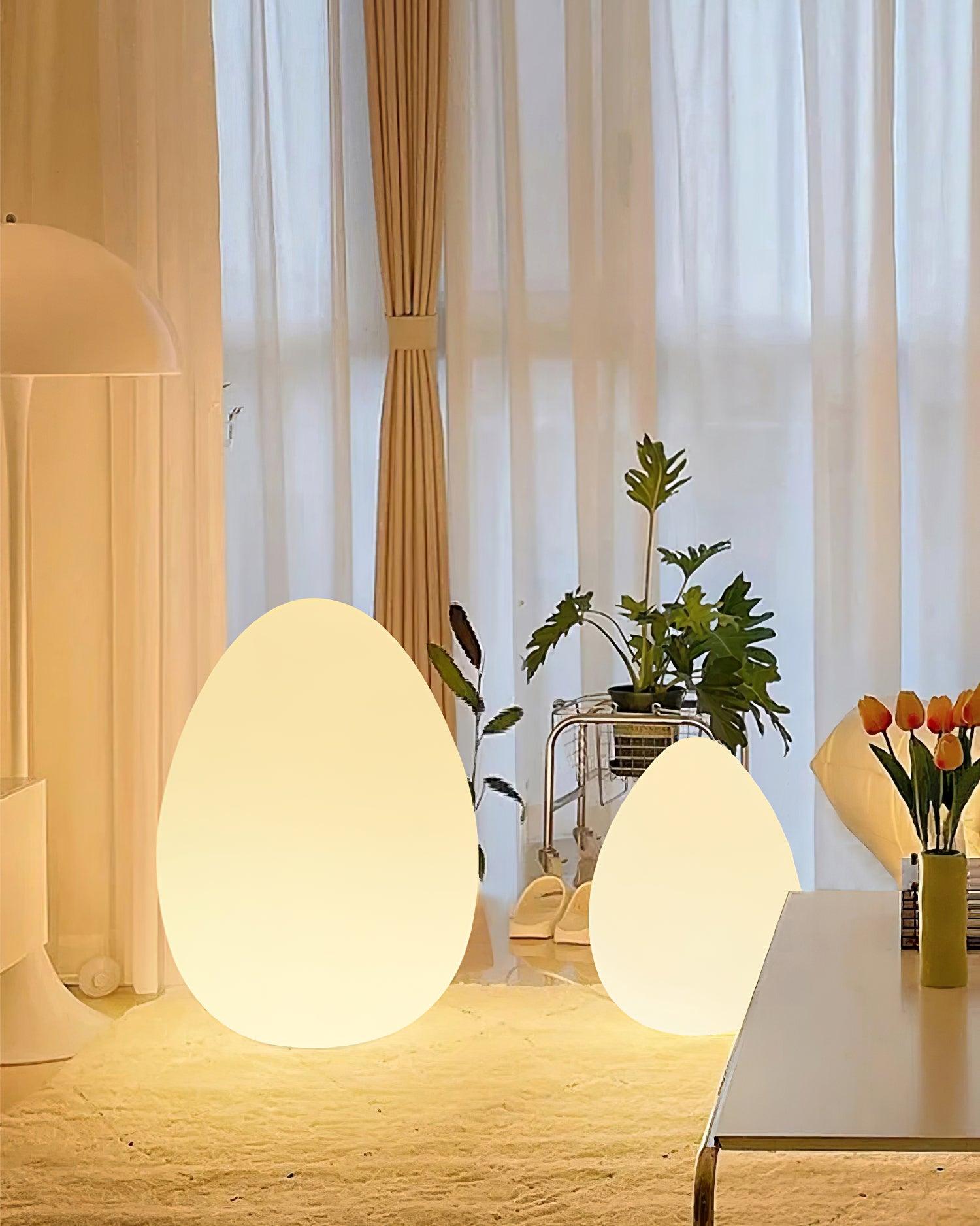 Table Lamp PE Shade 11 in LED Indoor Outdoor Round Egg Shape Ambient Lighting Warm Cool Neutral | Thomler