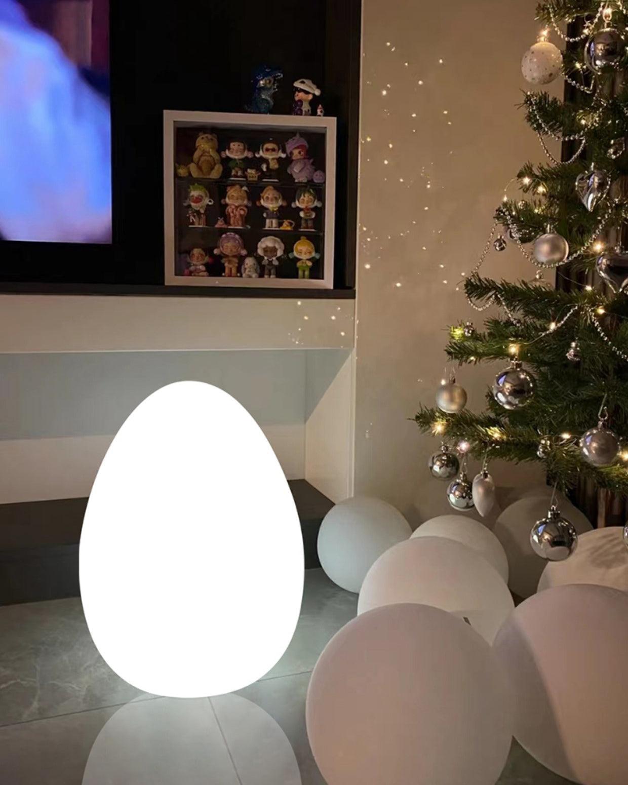 Table Lamp PE Shade 11 in LED Indoor Outdoor Round Egg Shape Ambient Lighting Warm Cool Neutral | Thomler