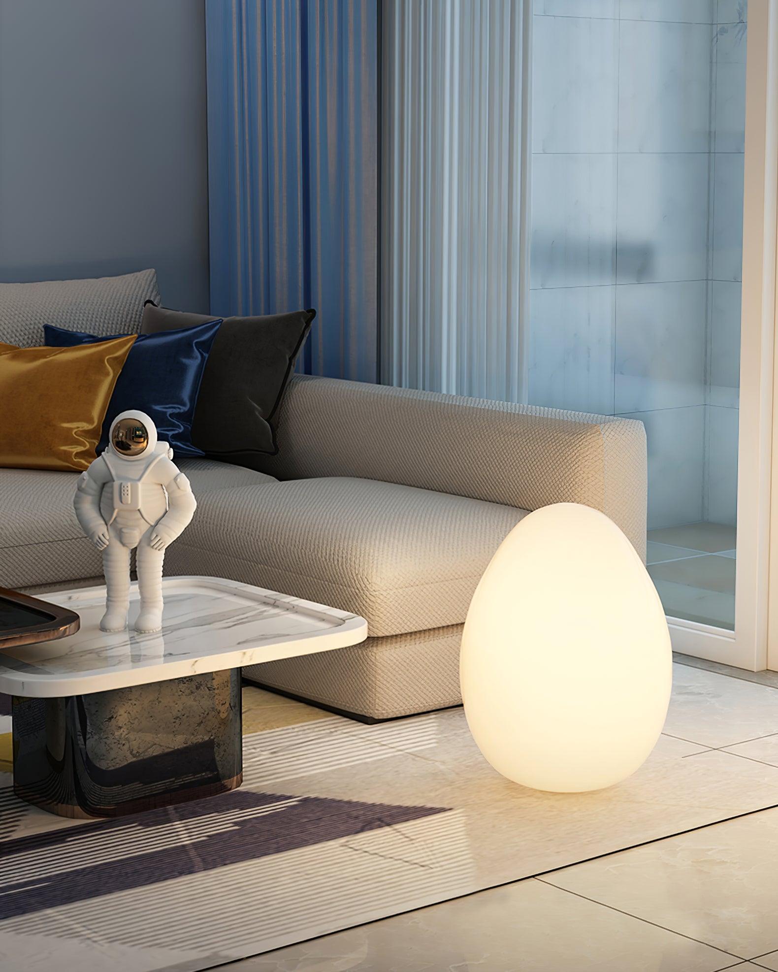 Table Lamp PE Shade 11 in LED Indoor Outdoor Round Egg Shape Ambient Lighting Warm Cool Neutral | Thomler