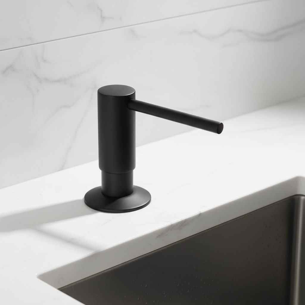 Countertop Liquid Soap Pump with Brass Dispenser Head for Kitchen Sink – Recessed Mount Design | Thomler