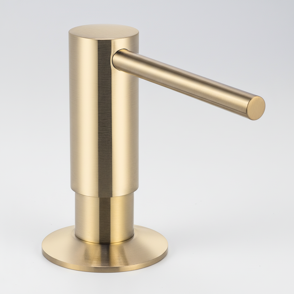 Countertop Liquid Soap Pump with Brass Dispenser Head for Kitchen Sink – Recessed Mount Design | Thomler