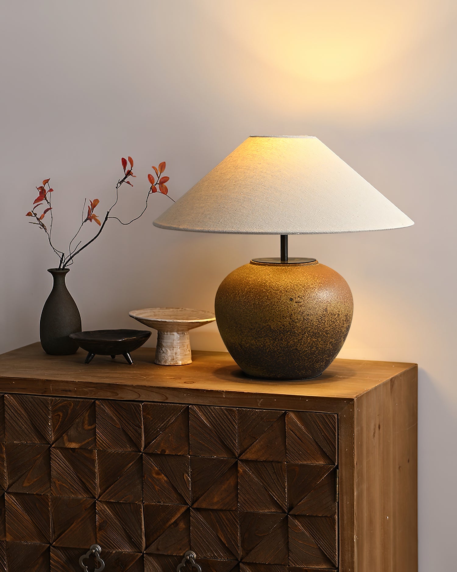 Table Lamp Ceramic 15.7 in White Living Room Bedroom Soft Ambient Lighting | Thomler