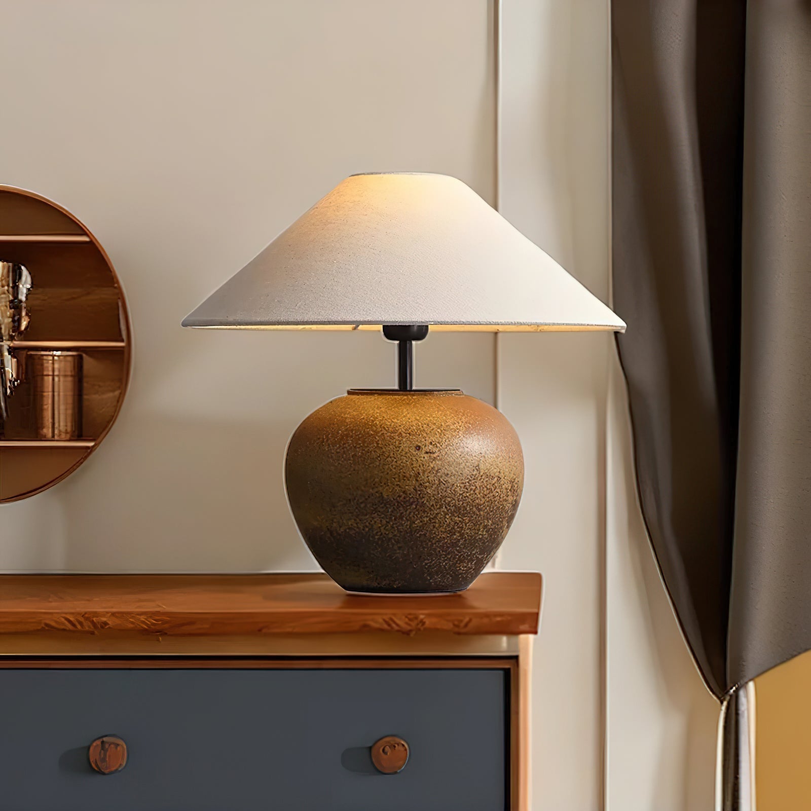 Table Lamp Ceramic 15.7 in White Living Room Bedroom Soft Ambient Lighting | Thomler