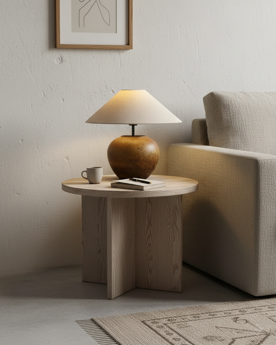 Table Lamp Ceramic 15.7 in White Living Room Bedroom Soft Ambient Lighting | Thomler