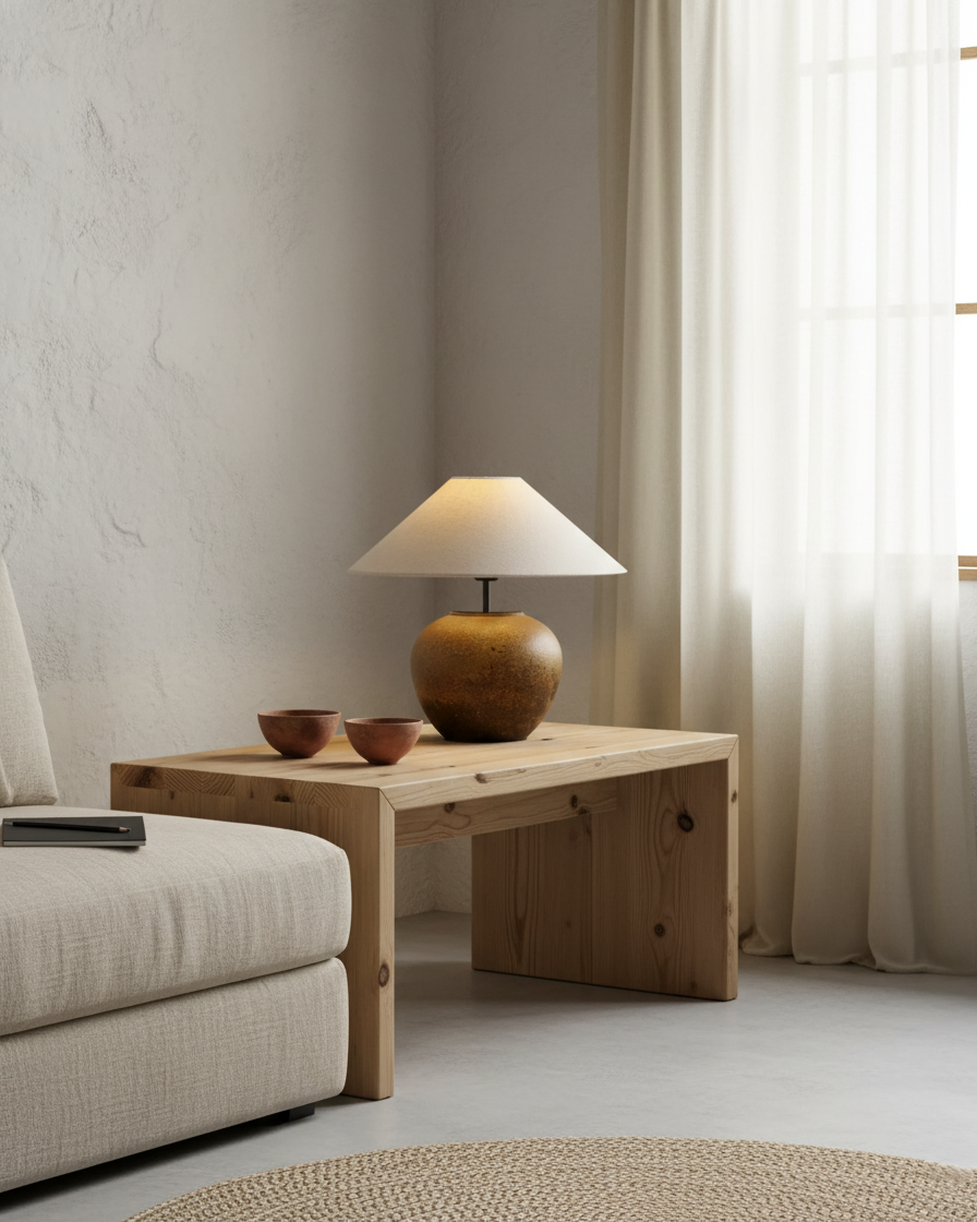 Table Lamp Ceramic 15.7 in White Living Room Bedroom Soft Ambient Lighting | Thomler