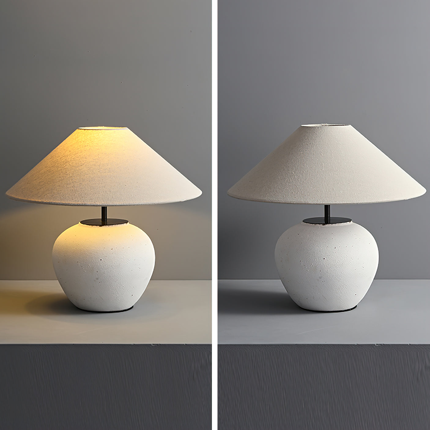 Table Lamp Ceramic 15.7 in White Living Room Bedroom Soft Ambient Lighting | Thomler