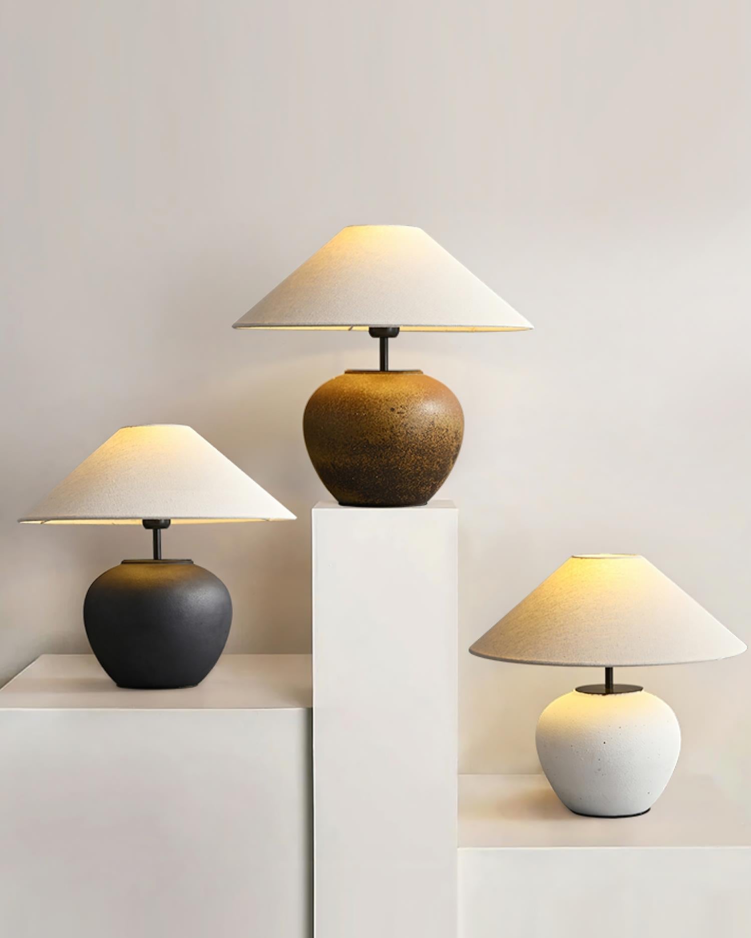 Table Lamp Ceramic 15.7 in White Living Room Bedroom Soft Ambient Lighting | Thomler