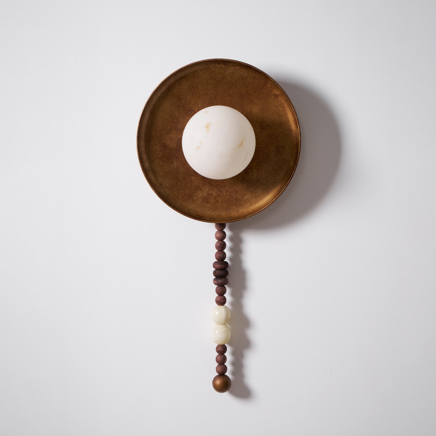 Handcrafted Glass Sconce with Bronze Metalwork and Wood Accents for Cozy Bedroom Hallway Living Room Ambient Fixture 10-Inch or 16-Inch Shad | Thomler