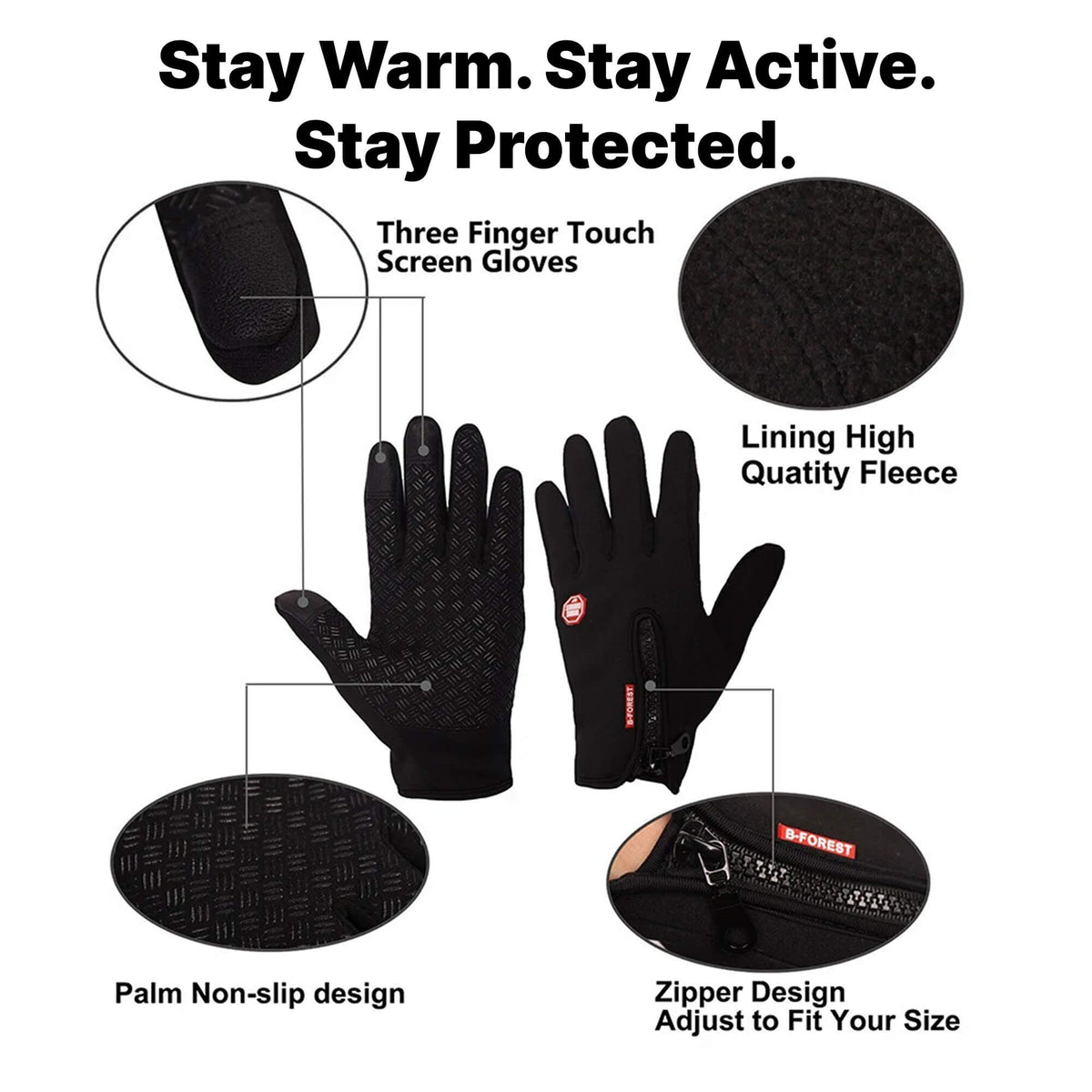 Touchscreen Winter Gloves with Windproof Shell & Anti-Slip Grip for Men & Women – Cold Weather Fleece Lined Thermal Sports Gloves | Thomler
