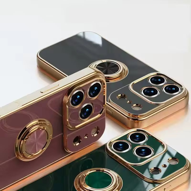 Magnetic Ring Stand iPhone Case with Shock Absorption & Microfiber Lining for iPhone 14-17 Models | Thomler