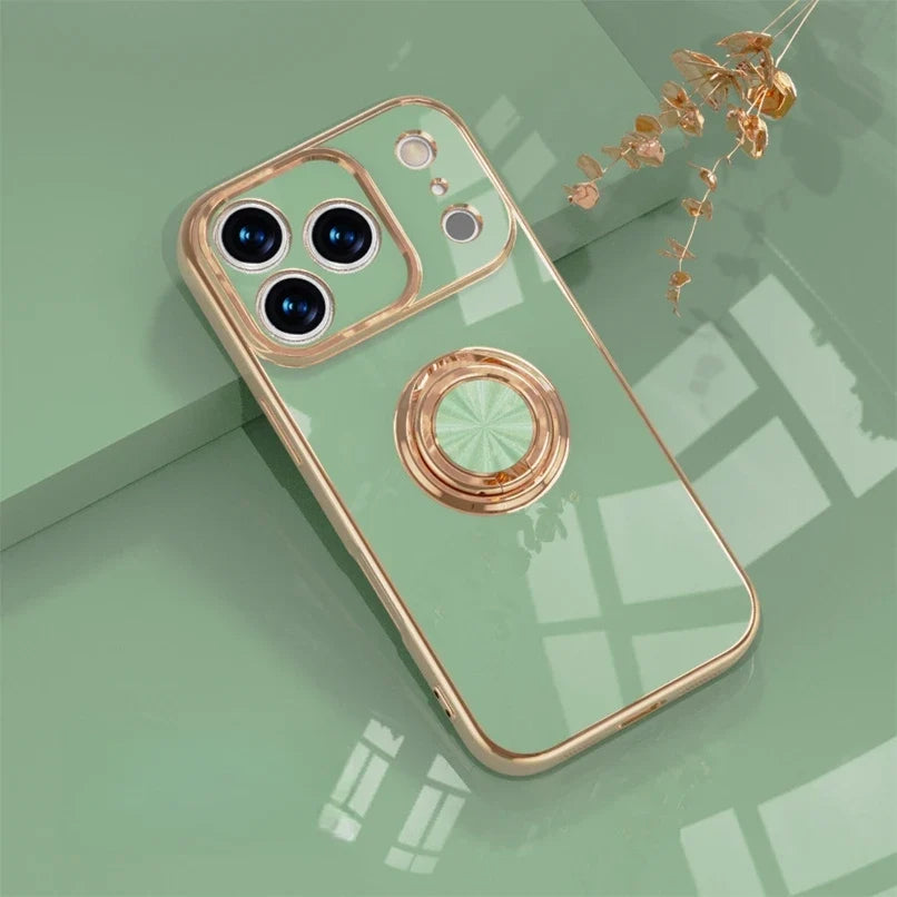 Magnetic Ring Stand iPhone Case with Shock Absorption & Microfiber Lining for iPhone 14-17 Models | Thomler