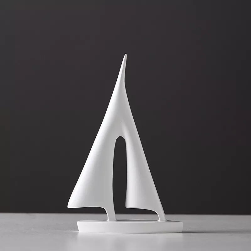 Sailboat Sculpture Statue | Coastal Nautical Home Decor Accent for Shelf, Mantel & Living Room | Polyresin Maritime Figurine | Thomler
