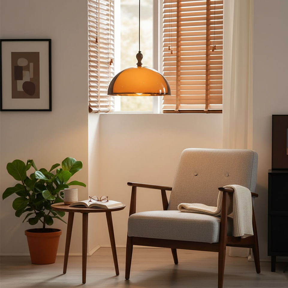Pendant Light Acrylic Dome 13.7 in Brown Dining Room Kitchen Hanging Ceiling Lamp Adjustable | Thomler