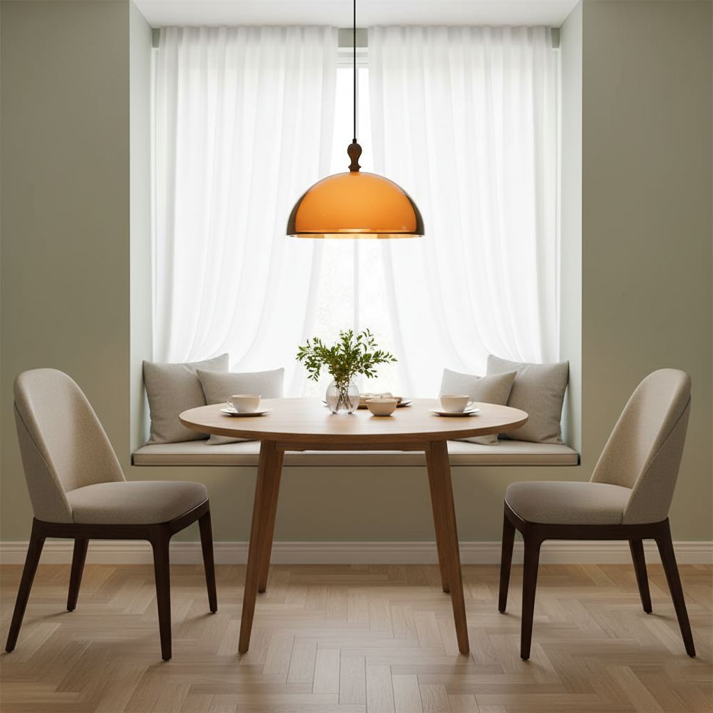 Pendant Light Acrylic Dome 13.7 in Brown Dining Room Kitchen Hanging Ceiling Lamp Adjustable | Thomler