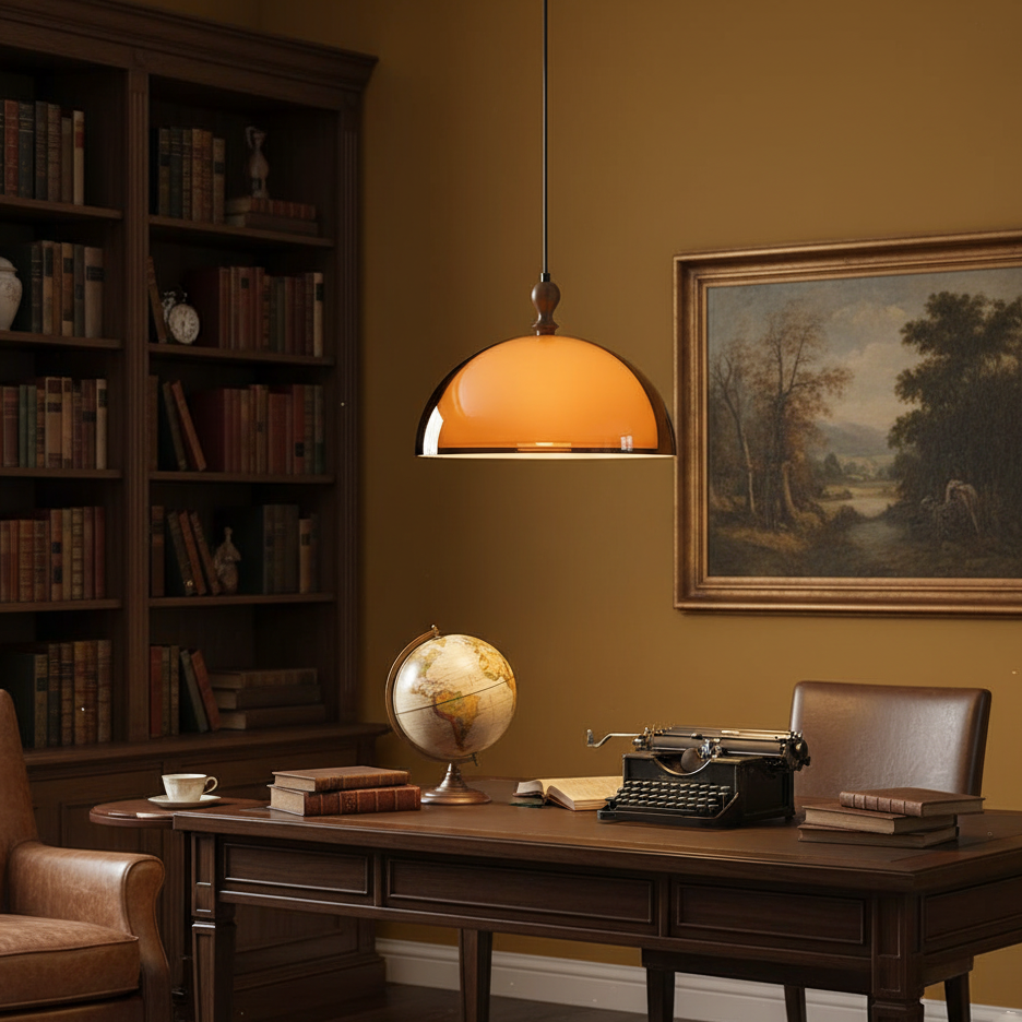 Pendant Light Acrylic Dome 13.7 in Brown Dining Room Kitchen Hanging Ceiling Lamp Adjustable | Thomler