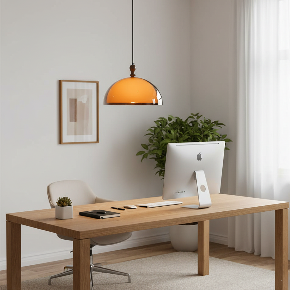 Pendant Light Acrylic Dome 13.7 in Brown Dining Room Kitchen Hanging Ceiling Lamp Adjustable | Thomler