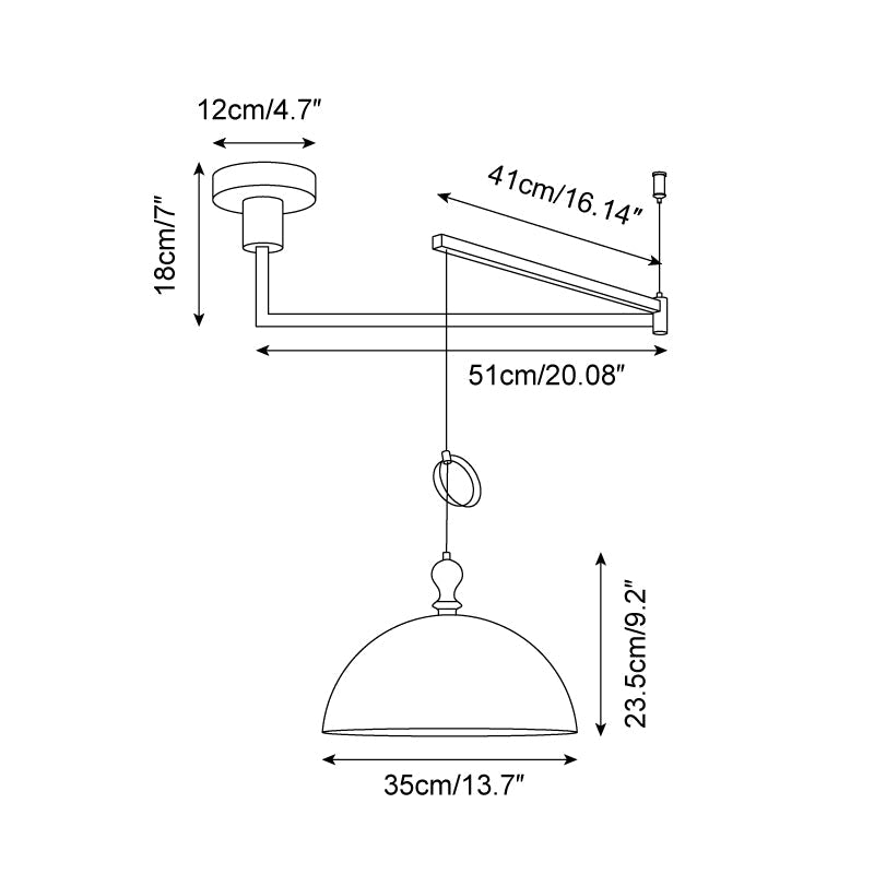 Pendant Light Acrylic Dome 13.7 in Brown Dining Room Kitchen Hanging Ceiling Lamp Adjustable | Thomler