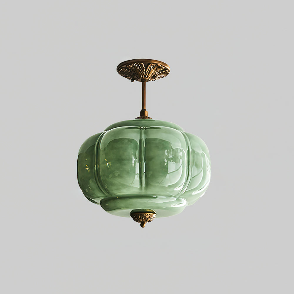 Semi-Flush Glass Ceiling Light with Metal Canopy and Dimmable Socket – Modern Ambient Fixture for Bathroom, Bedroom, Hallway, Entryway | Thomler