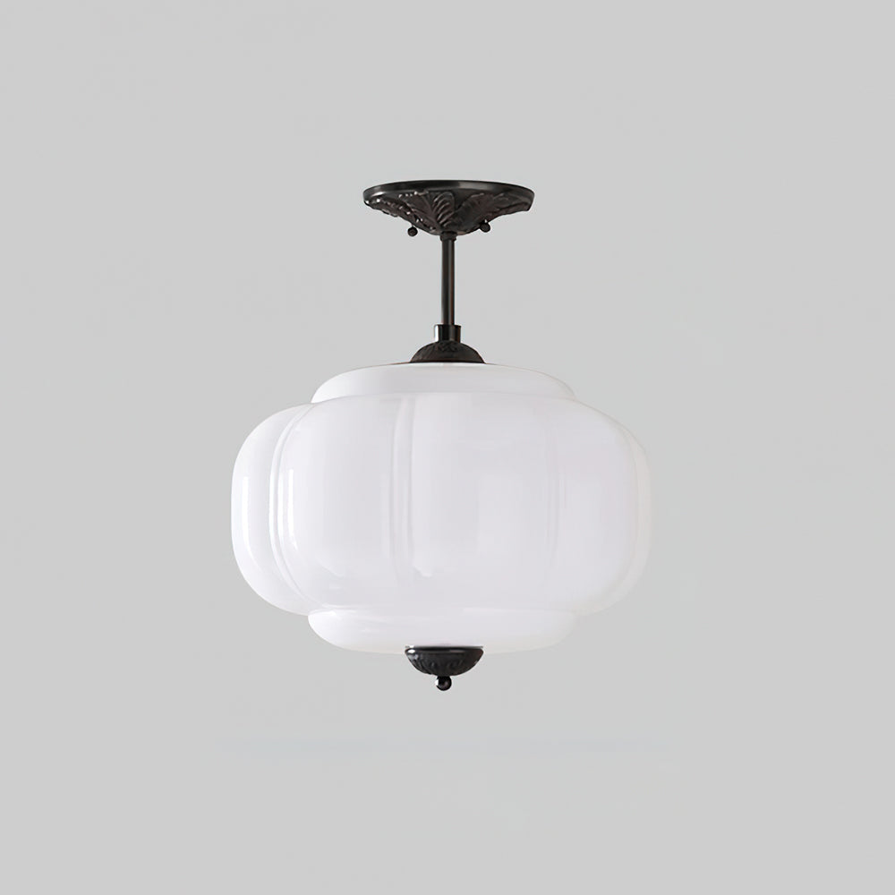 Semi-Flush Glass Ceiling Light with Metal Canopy and Dimmable Socket – Modern Ambient Fixture for Bathroom, Bedroom, Hallway, Entryway | Thomler